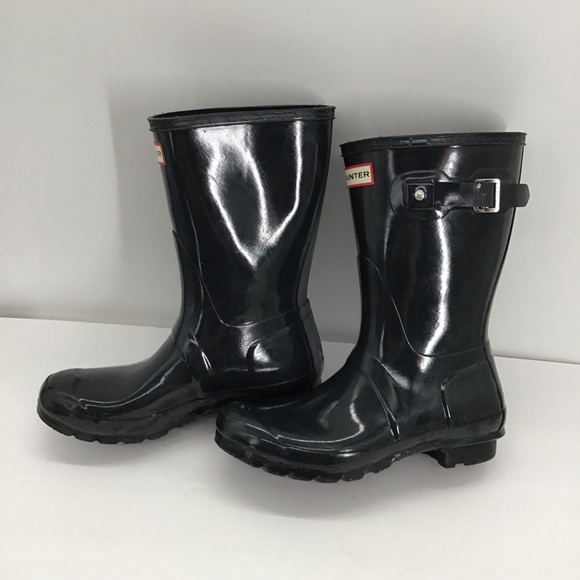 Hunter Original Short Rain Boots Women’s Waterproof Rubber Gray/Blue Size 8 - Picture 2 of 11